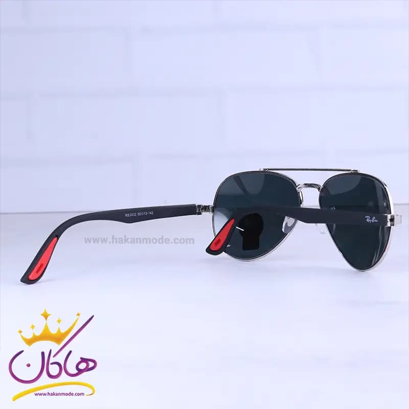 عینک آفتابی ری بن مردانه فلزی فریم نقره ای خلبانی RB 2402/3 — تصویر ۳