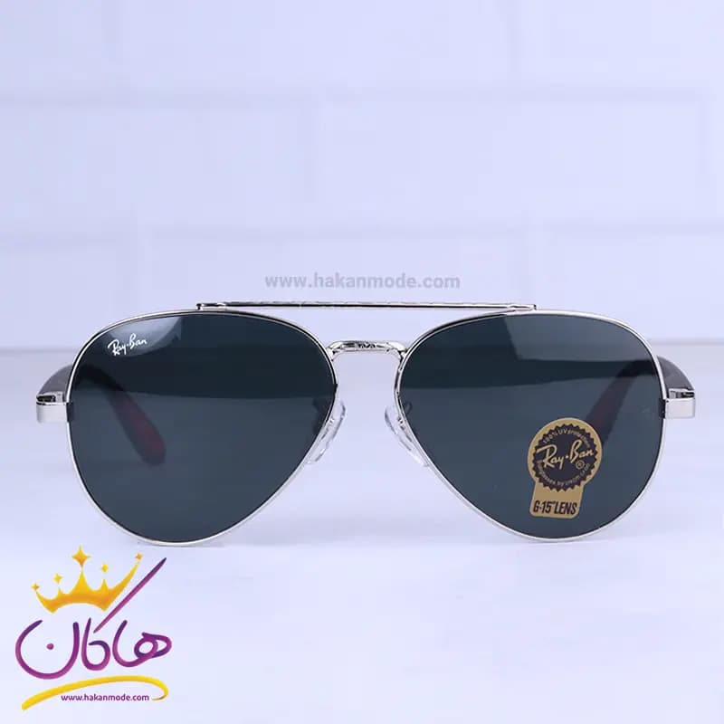 عینک آفتابی ری بن مردانه فلزی فریم نقره ای خلبانی RB 2402/3