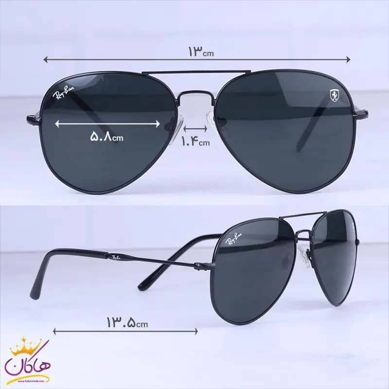 عینک آفتابی ری بن فراری مردانه تمام مشکی 23001/2 — تصویر ۲