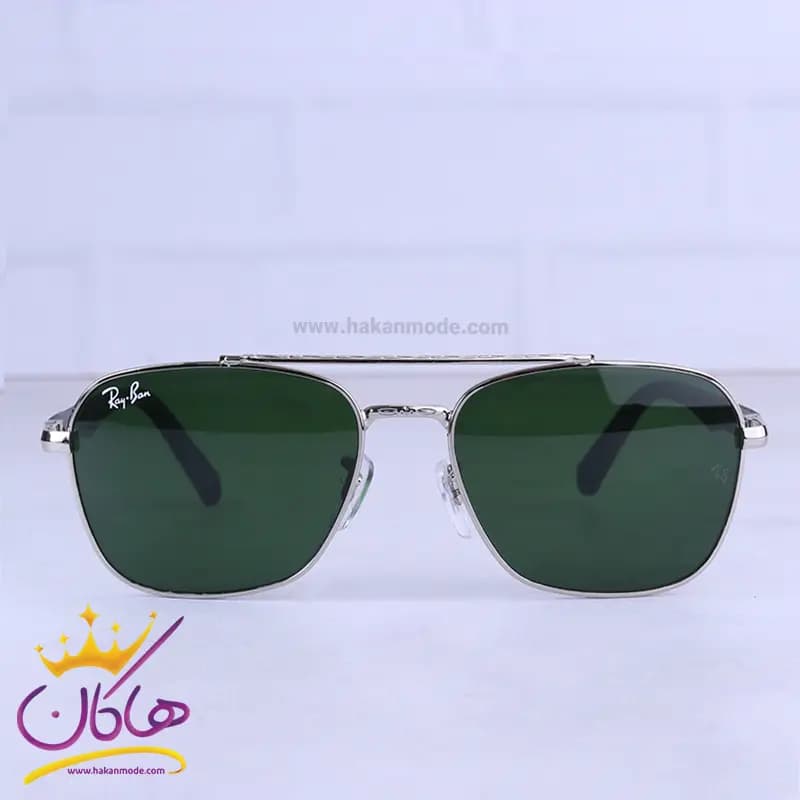 عینک آفتابی مردانه ری بن نقره ای شیشه سبز RB 5712/4