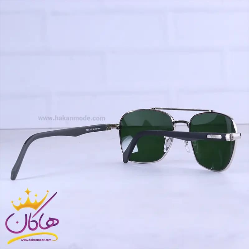 عینک آفتابی مردانه ری بن نقره ای شیشه سبز RB 5712/4 — تصویر ۴