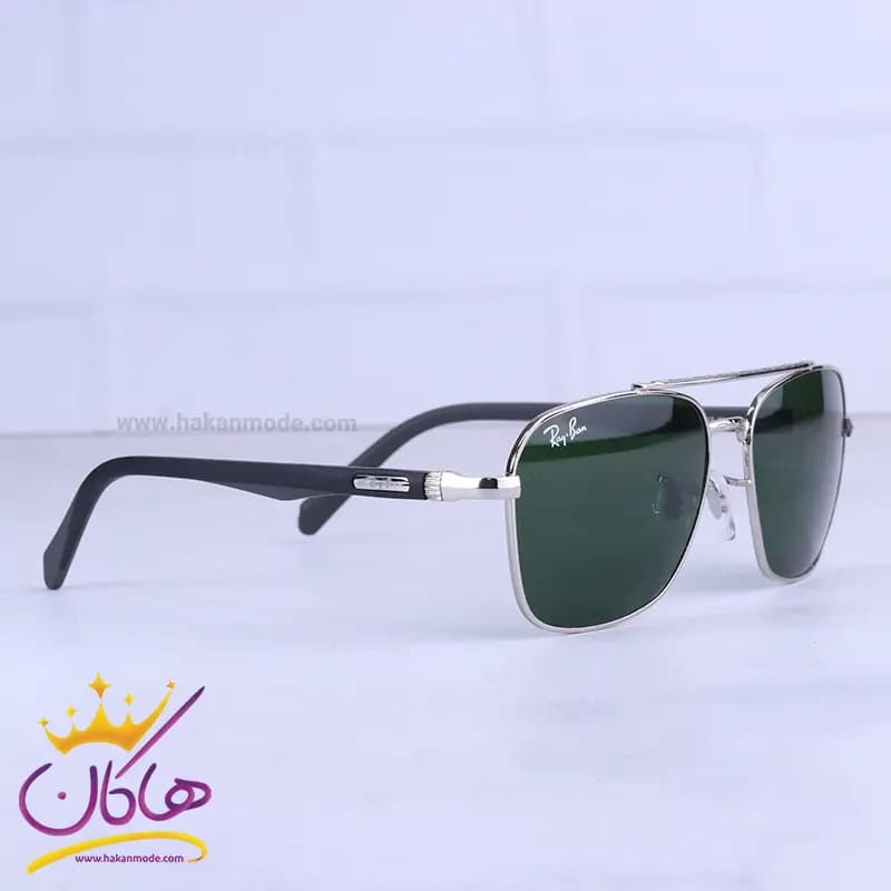 عینک آفتابی مردانه ری بن نقره ای شیشه سبز RB 5712/4 — تصویر ۳