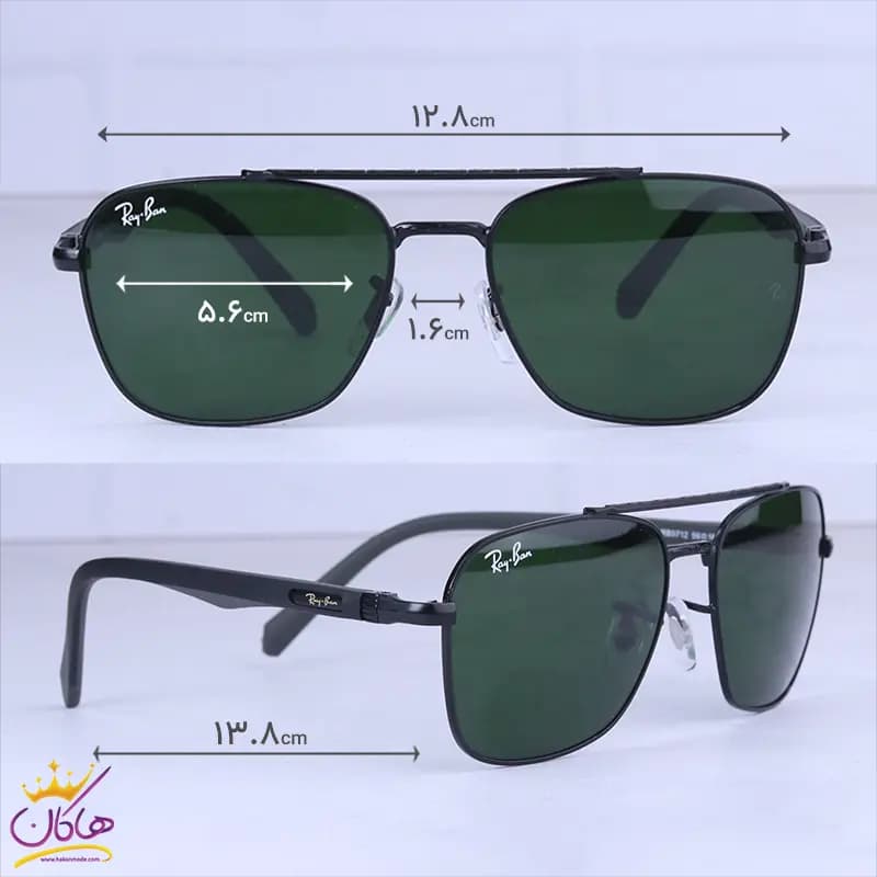 عینک آفتابی مردانه ری بن مشکی شیشه سبز RB 5712/3 — تصویر ۲