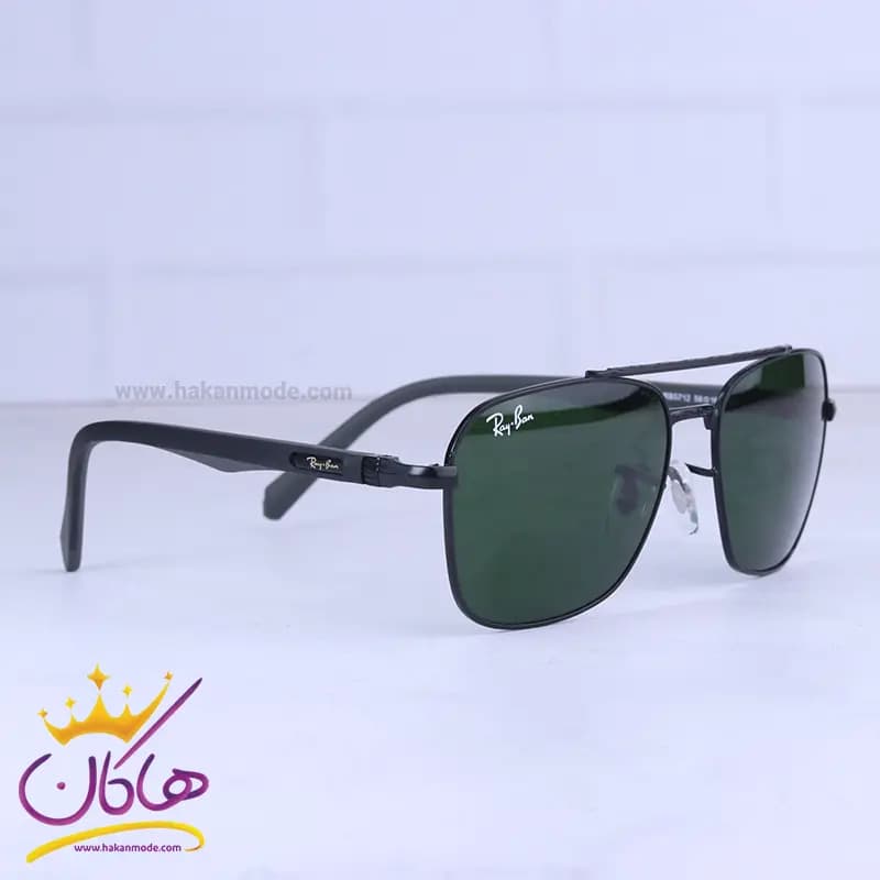 عینک آفتابی مردانه ری بن مشکی شیشه سبز RB 5712/3 — تصویر ۴