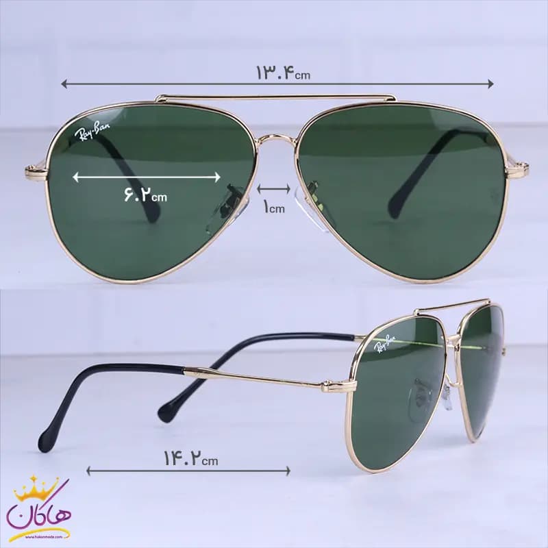 عینک آفتابی ری بن مردانه فلزی فریم خلبانی طلایی RB 1018/1 — تصویر ۲