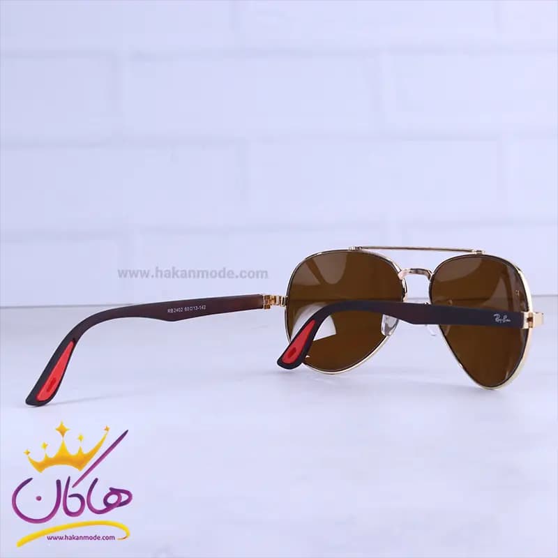 عینک آفتابی ری بن مردانه فلزی قهوه ای خلبانی RB 2402/2 — تصویر ۴