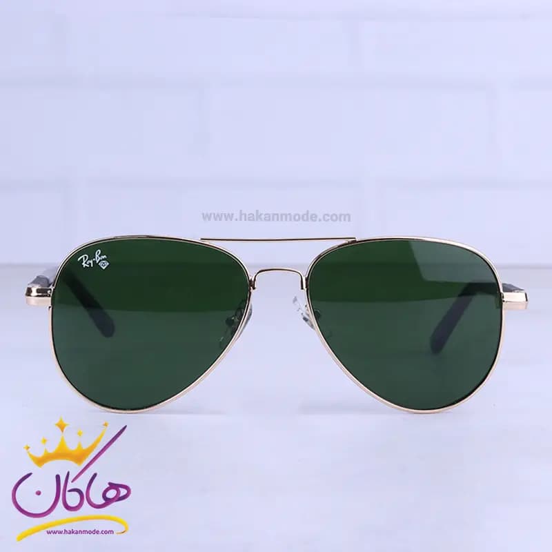 عینک آفتابی ری بن مردانه فلزی طلایی شیشه سبز RB 4854/2