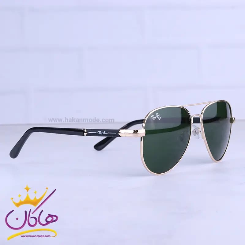 عینک آفتابی ری بن مردانه فلزی طلایی شیشه سبز RB 4854/2 — تصویر ۴