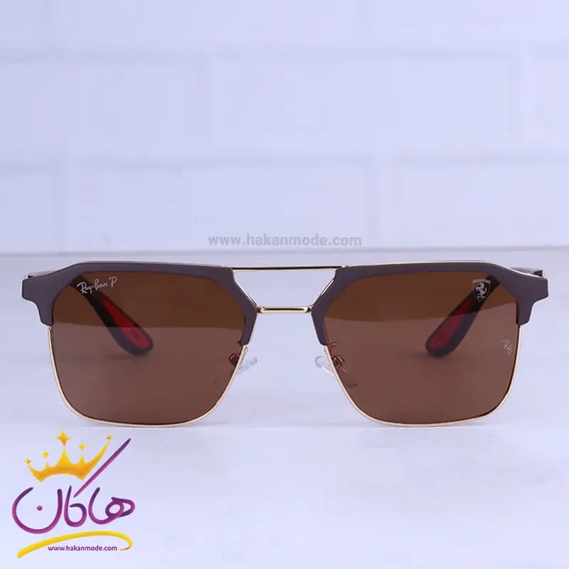 عینک آفتابی ری بن فراری مردانه فریم مربع قهوه ای RB 3697/5