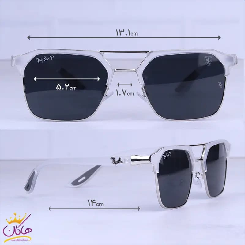 عینک آفتابی ری بن فراری مردانه فریم مربع سفید RB 3697/3 — تصویر ۲