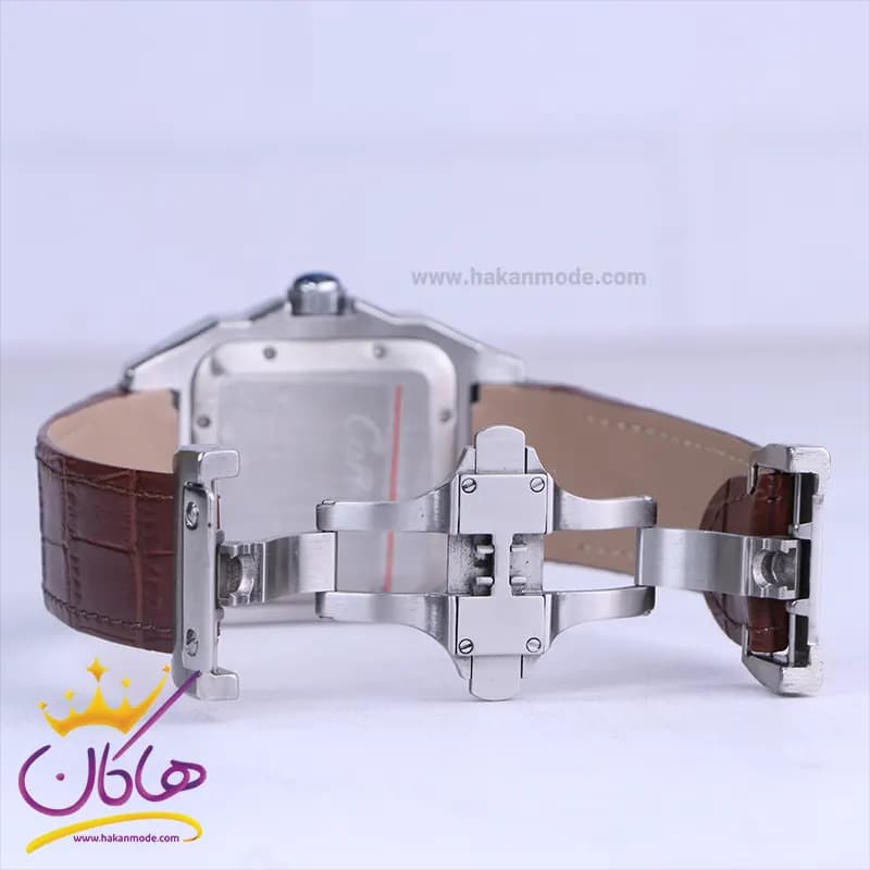 ساعت کارتیر سانتوس مردانه بند چرم قهوه ای قاب مربع 2878/3 — تصویر ۲