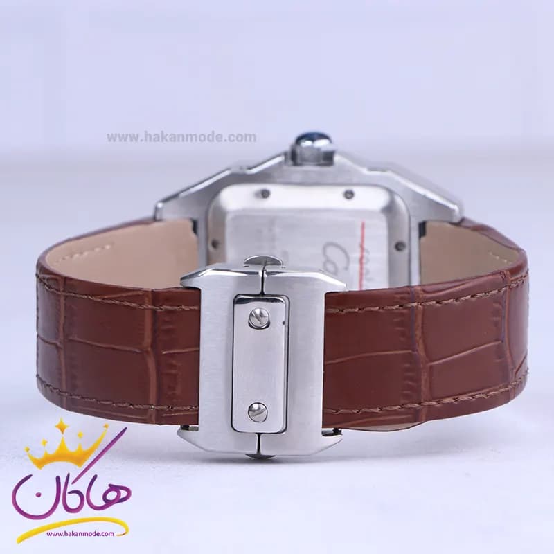 ساعت کارتیر سانتوس مردانه بند چرم قهوه ای قاب مربع 2878/3 — تصویر ۳