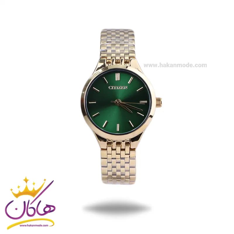 ساعت مچی سیتیزن زنانه فلزی طلایی صفحه سبز 3325/10