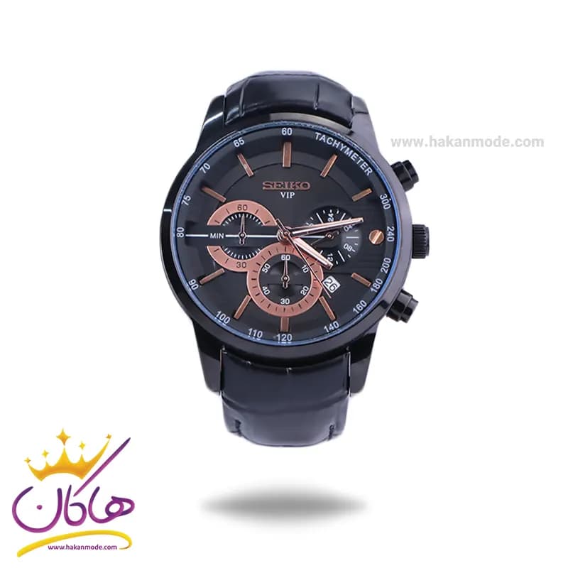 ساعت مچی سیکو مردانه بند چرم مشکی کرنوگراف G9233/17