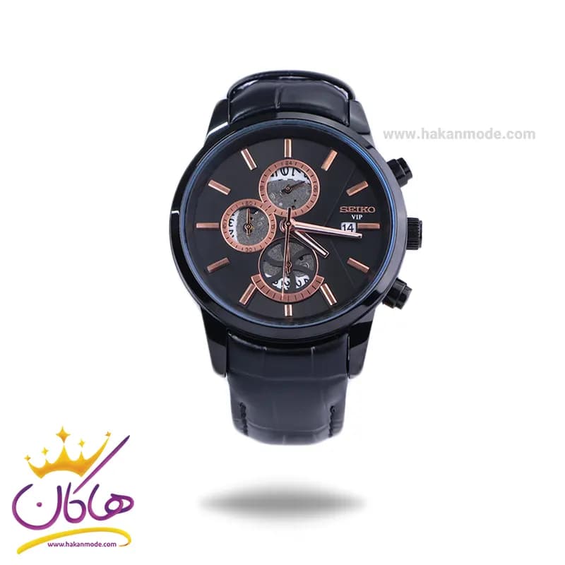 ساعت مچی سیکو مردانه بند چرم مشکی کرنوگراف G9233/18