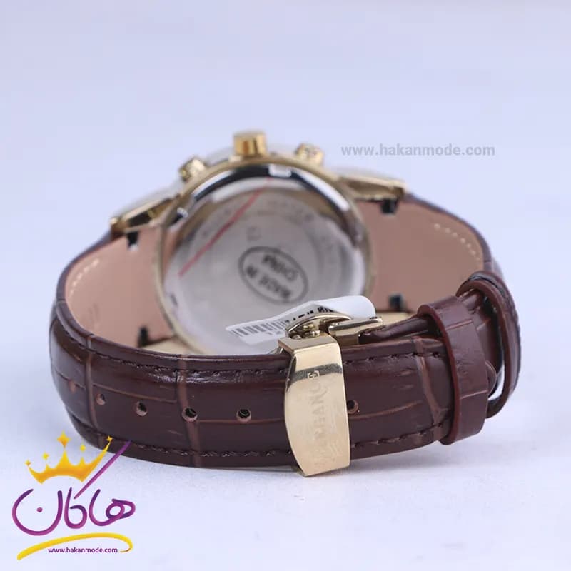 ساعت مچی الگانس زنانه بند چرم قهوه ای قاب طلایی L 1255/2 — تصویر ۳