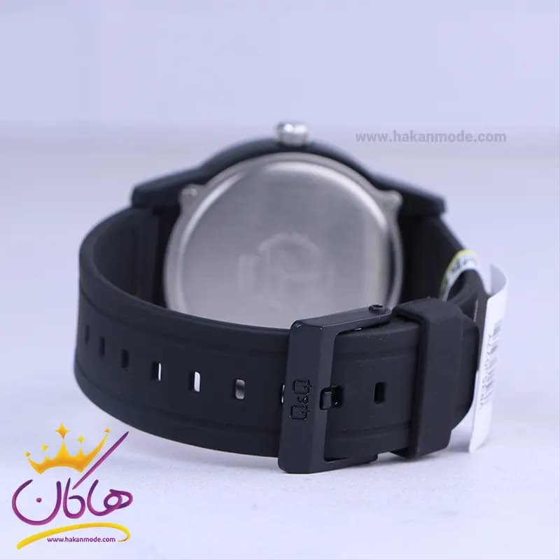 ساعت پسرانه کیو اند کیو بند رابر مشکی صفحه مشکی VR35J027Y — تصویر ۲