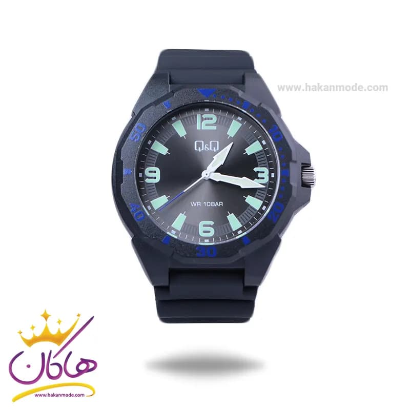 ساعت مچی پسرانه کیو اند کیو بند رابر مشکی VS44J008Y