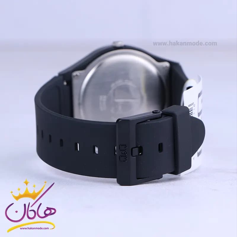 ساعت پسرانه کیو اند کیو بند رابر مشکی صفحه مشکی A212J004Y — تصویر ۲