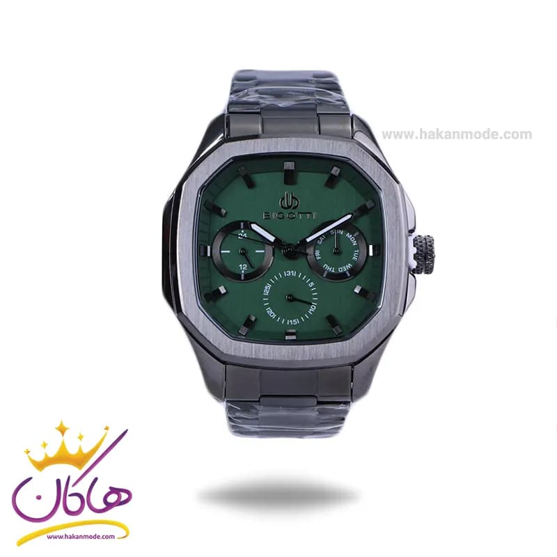 ساعت مچی بیگوتی مردانه فلزی چند ضلعی صفحه سبز BG.1.10625-5