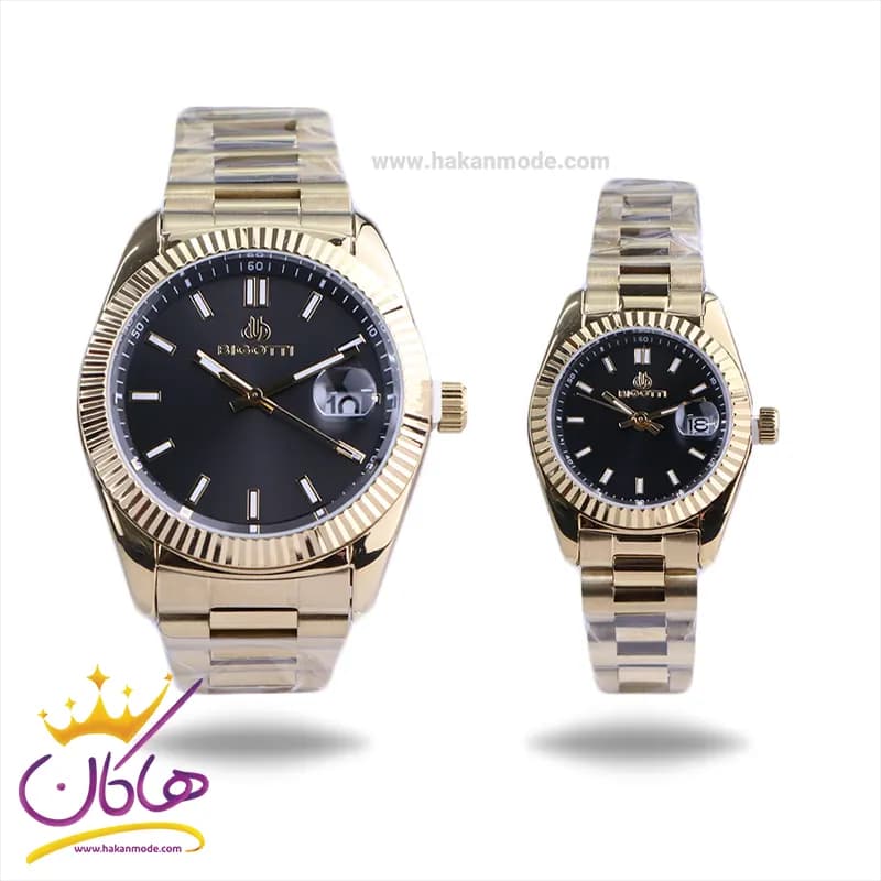 ساعت مچی ست بیگوتی استیل طلایی صفحه مشکی BG.1.10640-2
