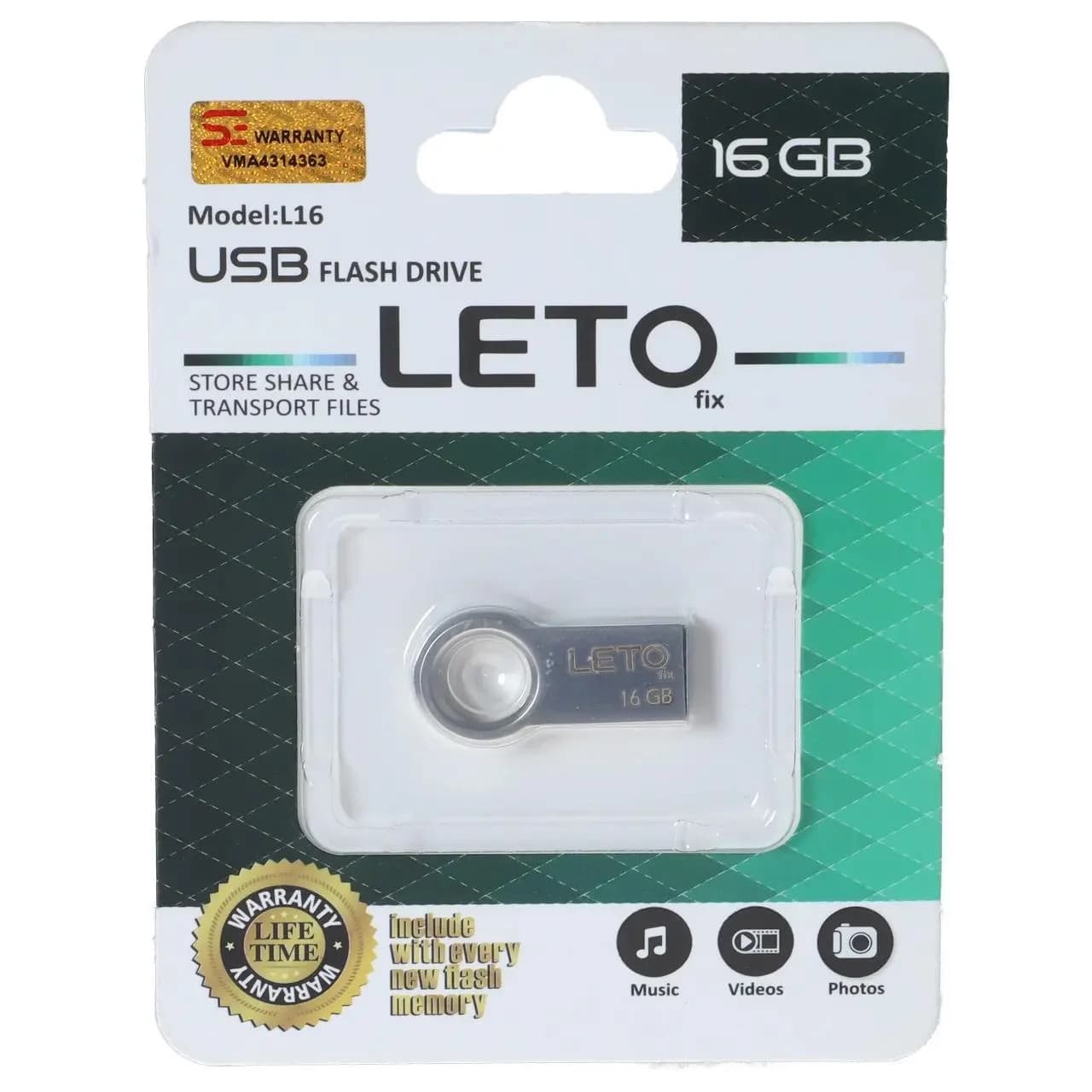 فلش مموری Leto Fix مدل L16 USB2.0 ظرفیت 16GB – نقره ای