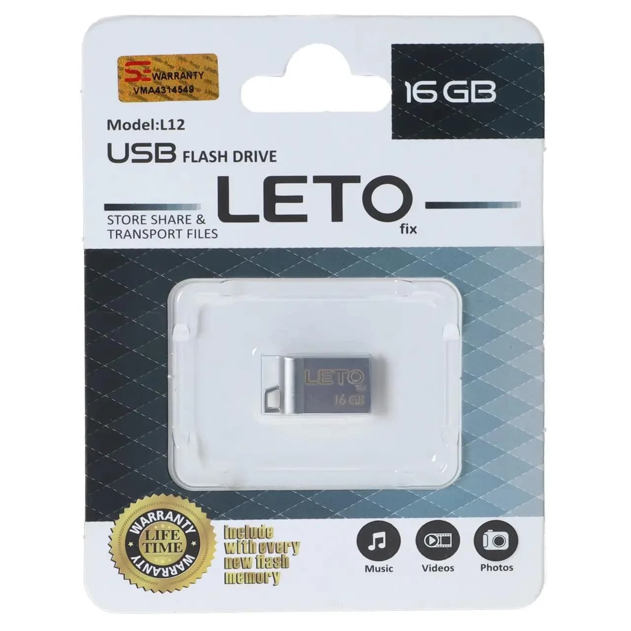 فلش مموری Leto Fix مدل L12 USB2.0 ظرفیت 16GB – نقره ای