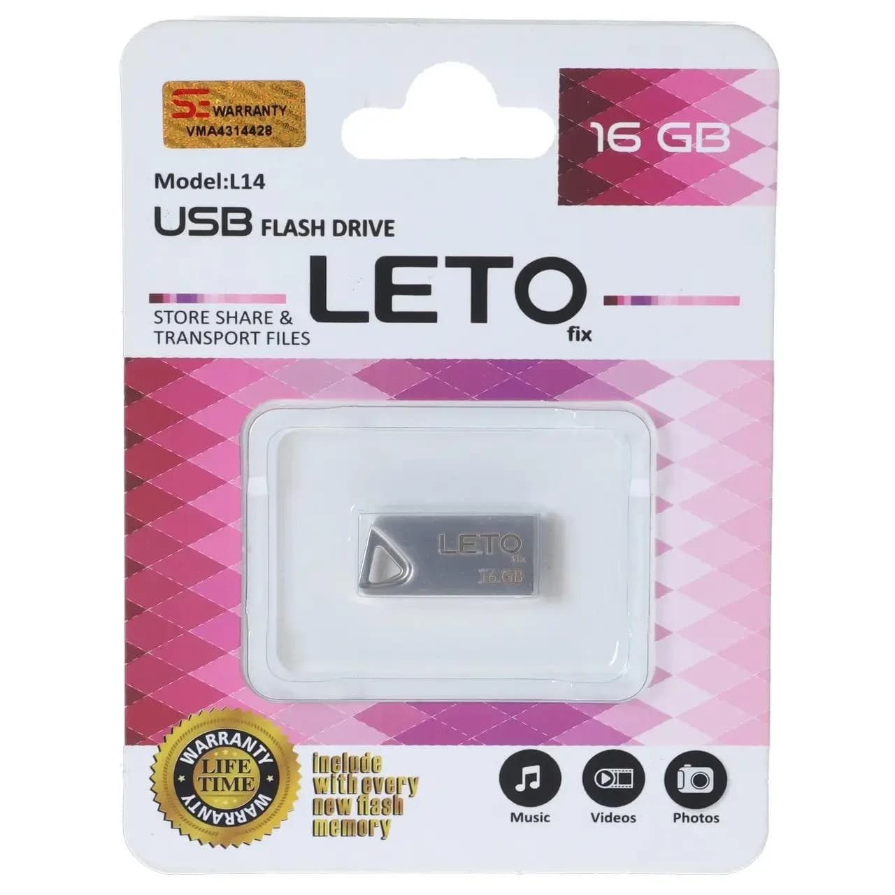 فلش مموری Leto Fix مدل L14 USB2.0 ظرفیت 16GB – نقره ای