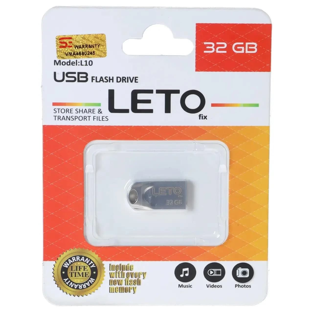 فلش مموری Leto Fix مدل L10 USB2.0 ظرفیت 32GB – نقره ای