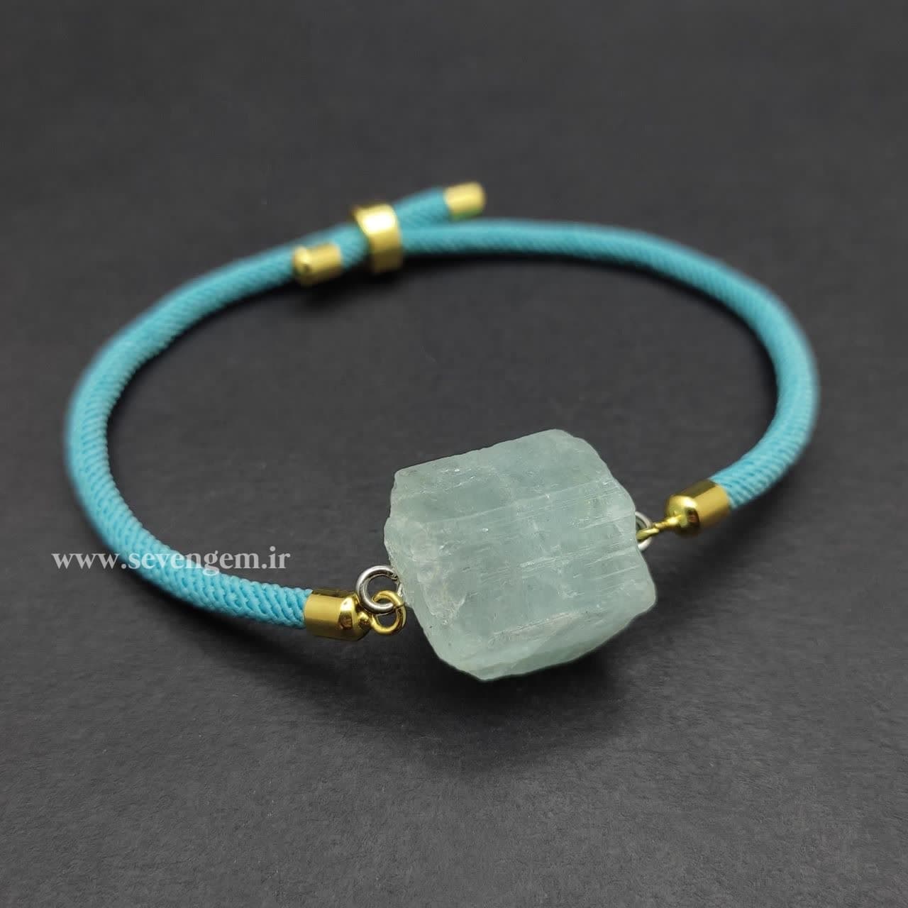 دستبند زنانه بلور سنگ آکوآمارین (کدA175)