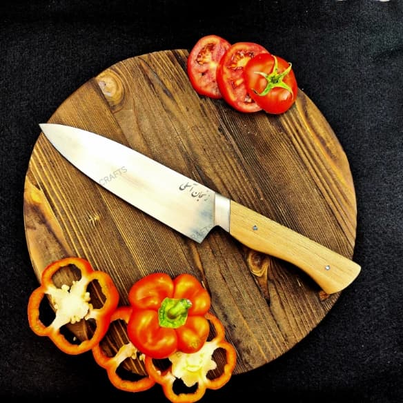 ست چاقو آشپزخانه استیل آسلی دسته چوب گردو (3 پارچه دستساز زنجان) — تصویر ۶