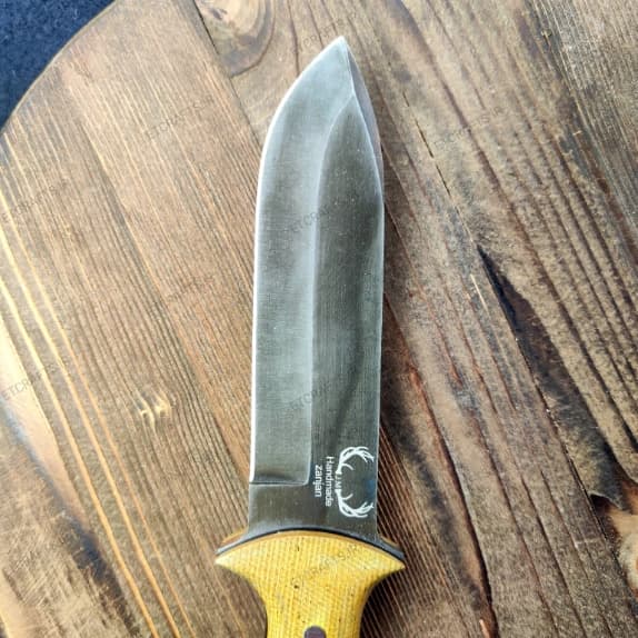 چاقو بوشکرفت جمال محمدی طرح کله گنجشک دست‌ساز زنجان | تیغه فولاد (سنگ شور – ساده) در 2 جنس دسته — تصویر ۷