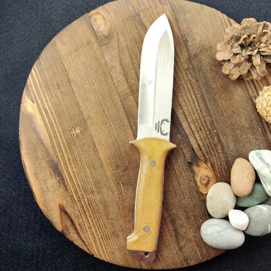 چاقو بوشکرفت جمال محمدی طرح کله گنجشک دست‌ساز زنجان | تیغه فولاد (سنگ شور – ساده) در 2 جنس دسته — تصویر ۳