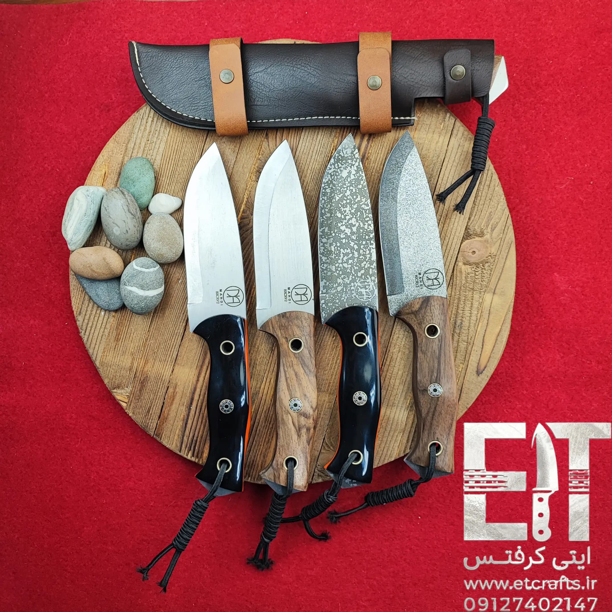 چاقوی بوشکرفت مهدی محبی مدل BK2 دست ساز زنجان (فولاد ۵ میل 80CRV2 در 4 مدل تیغه و دسته)