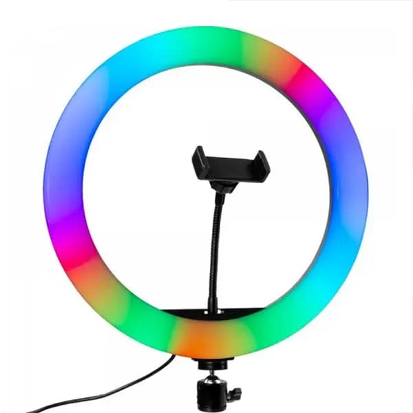 رینگ لایت مدل MJ33-RGB همراه با پایه — تصویر ۲