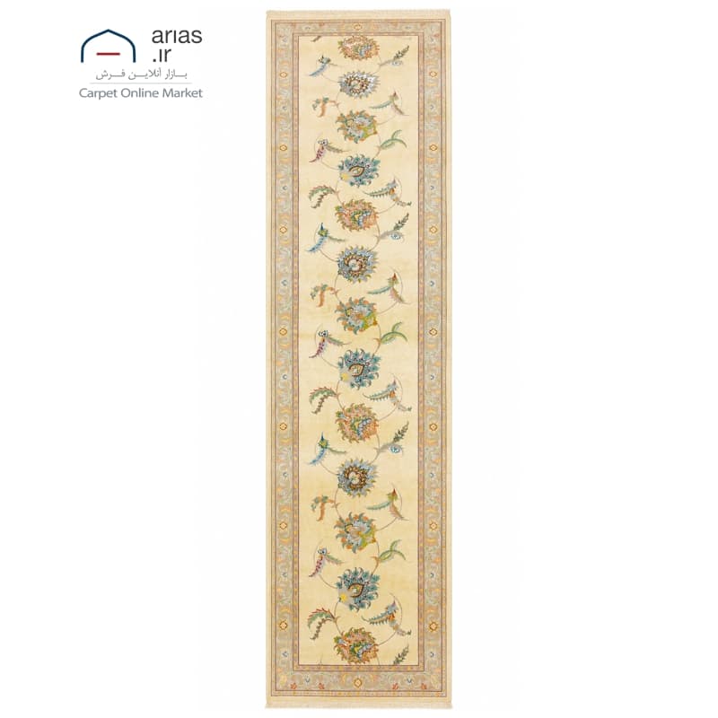 کناره دستباف افشان تبریز نقشه گله آهویی زمینه سفید بافت تبریز کد D25109T