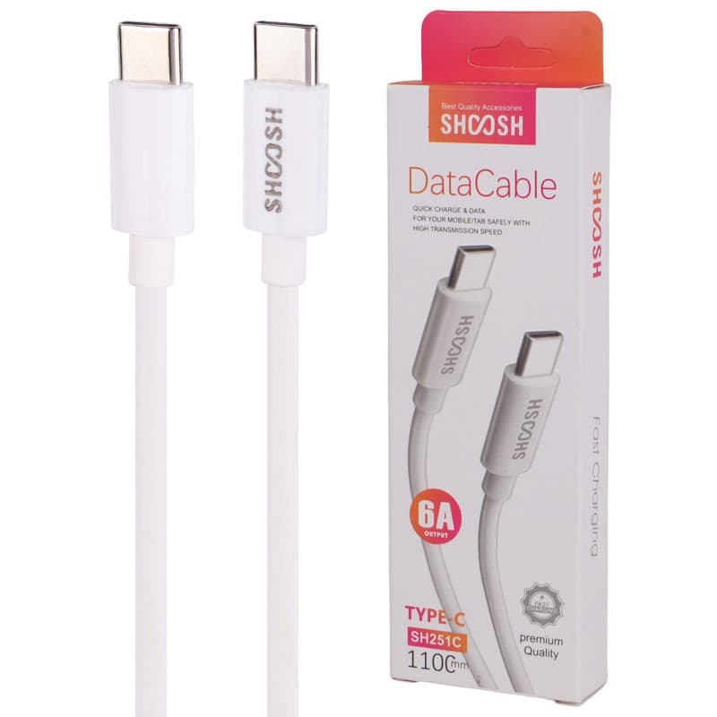 کابل فست دو سر Type-C برند Shoosh مدل SH251C 6A طول 1.1 متر