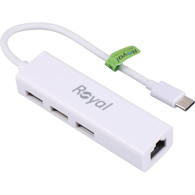 هاب 3 پورت USB2 و مبدل شبکه Royal رابط Type-c — تصویر ۲