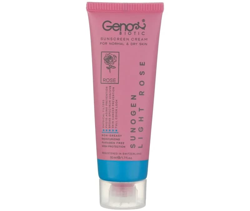 کرم ضد آفتاب رز روشن پوست خشک و معمولی ژنوبایوتیک SPF50