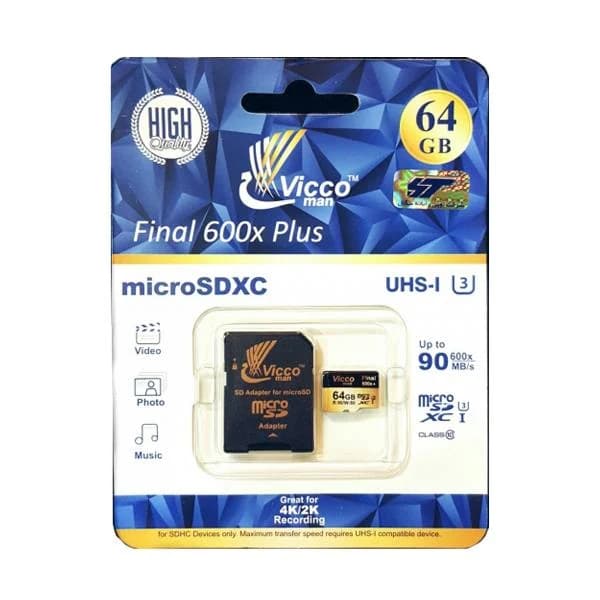 کارت حافظه microSDXC USH-I ویکو همراه با آداپتور SD ظرفیت 64 گیگابایت — تصویر ۲