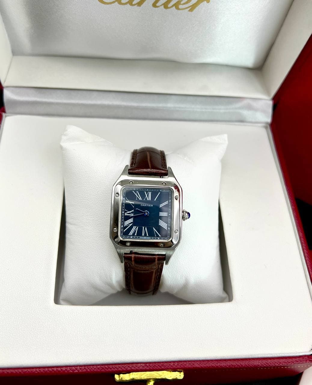 ساعت زنانه کارتیر دومونت چرمی موتور ژاپن کیفیت عالی A+++ ضدآب قطر 28 میل کد 1922705 — تصویر ۳