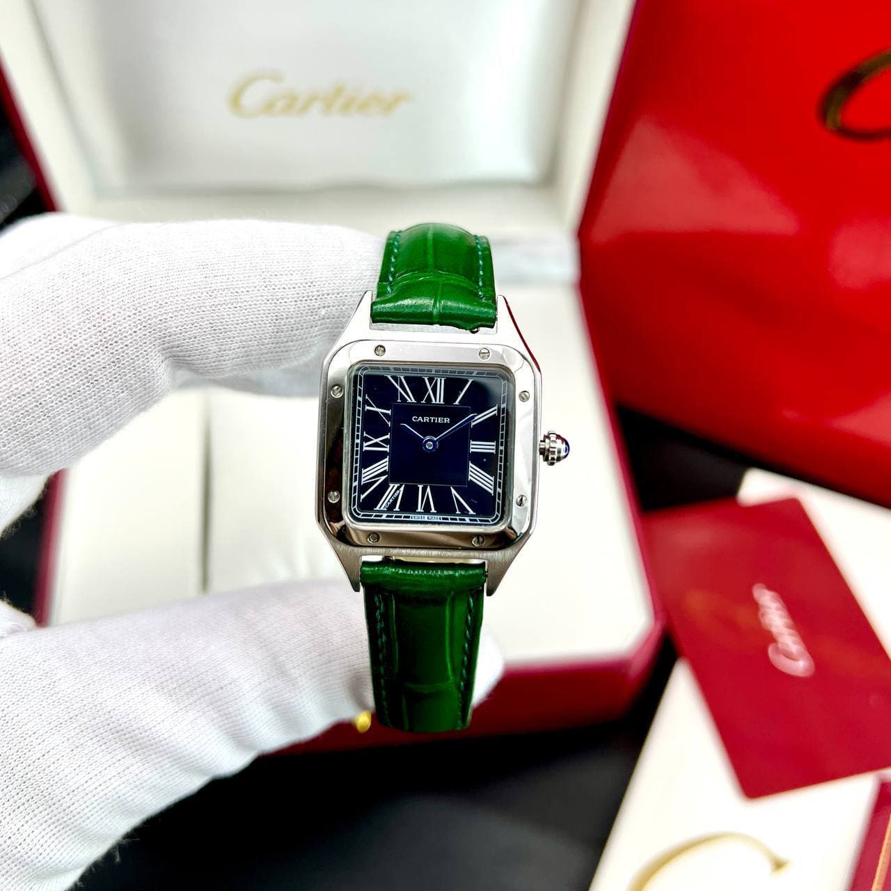 ساعت زنانه کارتیر دومونت چرمی موتور ژاپن کیفیت عالی A+++ ضدآب قطر 28 میل کد 1922704 — تصویر ۵