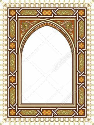 مجموعه وکتور لایه باز کادر حاشیه و گل تذهیب اسلیمی PSD-EPS سری چهارم — تصویر ۲
