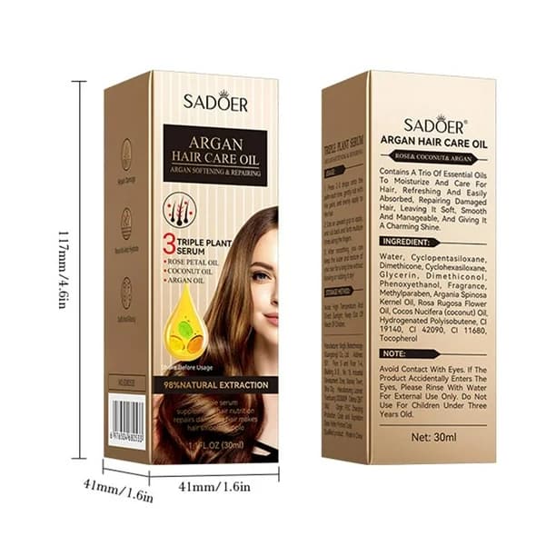 روغن آرگان و دوفاز مراقبت از مو برند SADOER حجم 30 میل — تصویر ۴