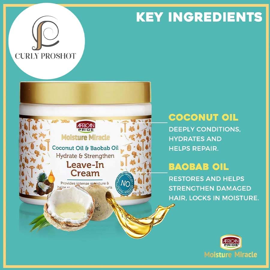 نرم کننده بعد حمام تقویتی و آبرسان آفریکن پراید African Pride Moisture Miracle Leave In Cream — تصویر ۳