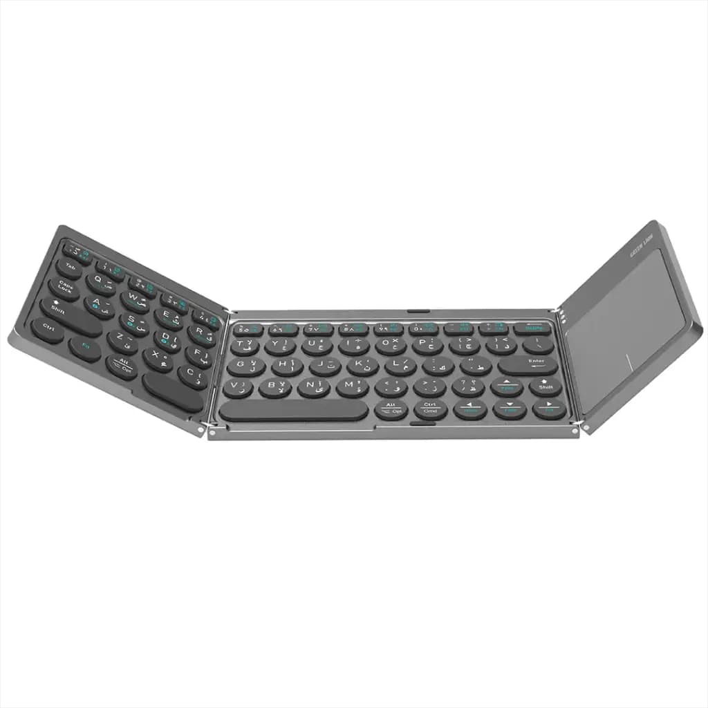 کیبورد بی‌سیم تاشو سه‌تکه گرین لاین مدل Green Lion Tri-Fold Wireless Keyboard Scissor-Switch Structure Gray