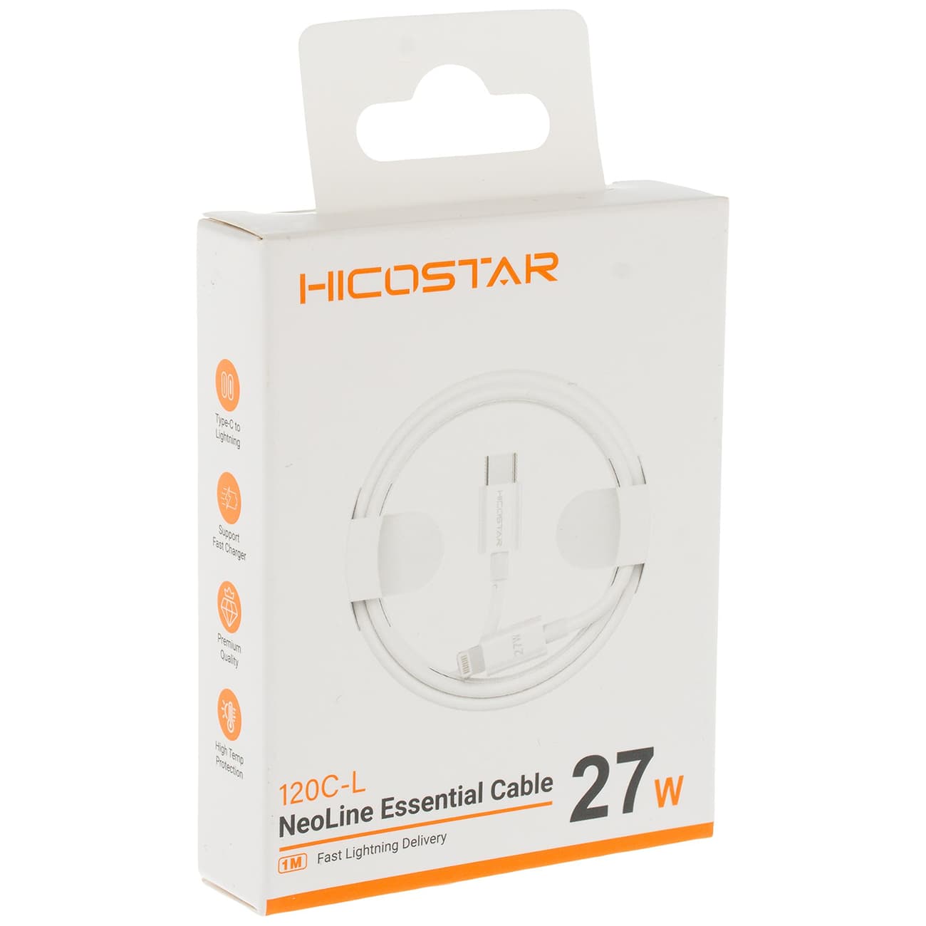 کابل تایپ سی به لایتنینگ 27 وات هایکو استار HICOSTAR مدل 120C-L یک متری — تصویر ۴