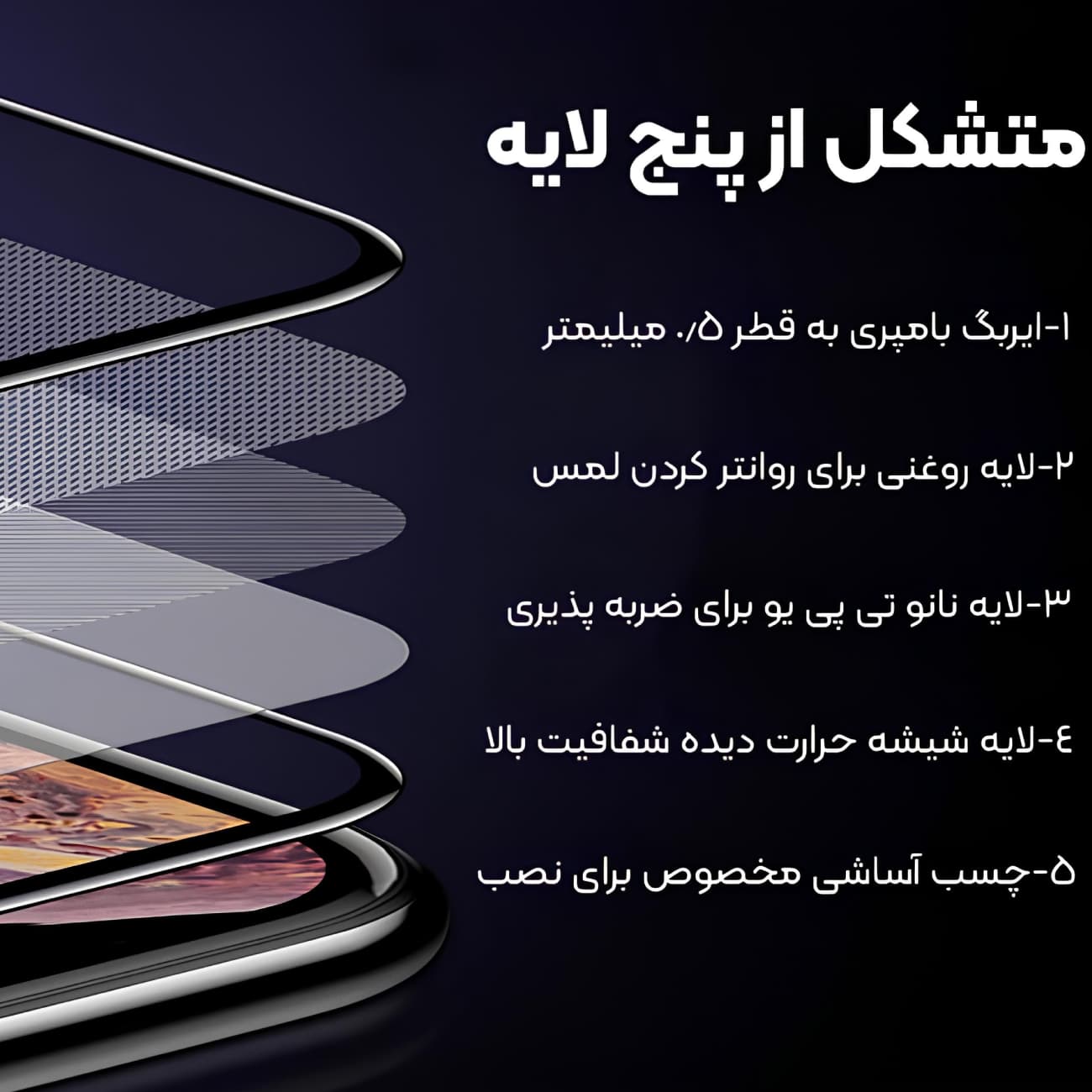 گلس آیفون 13 و آیفون 13 پرو ایربگدار 5 بعدی موکوسون 5D Silicon Plus — تصویر ۵