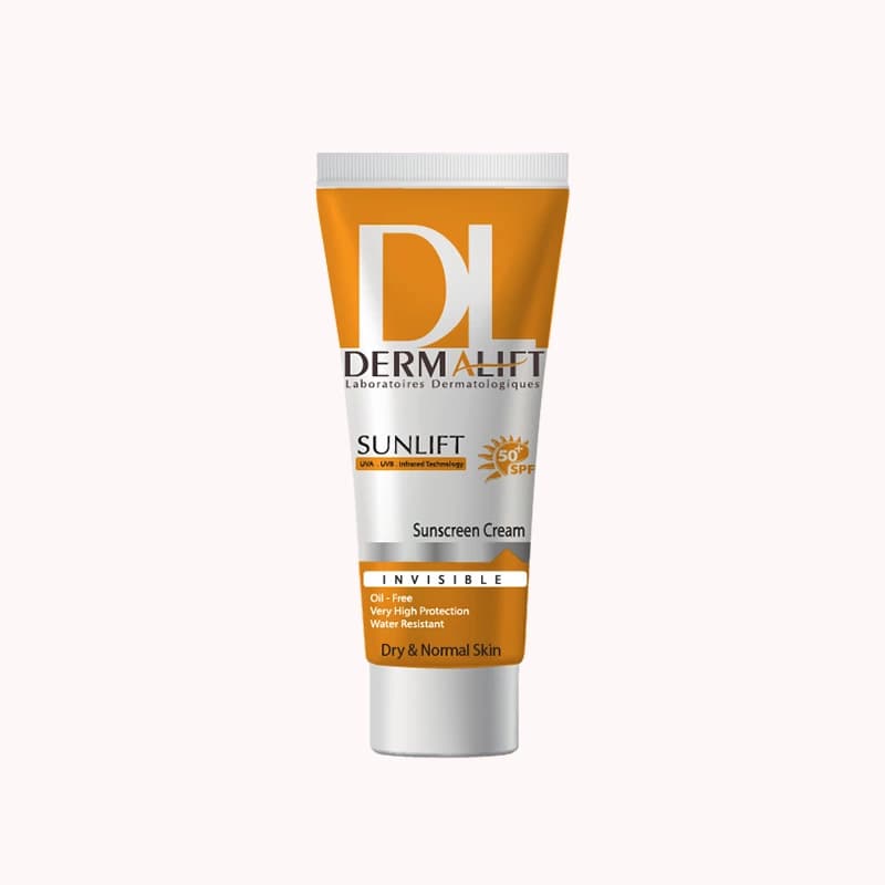 کرم ضد آفتاب پوست خشک بی رنگ درمالیفت (Dermalift) حجم 40mL