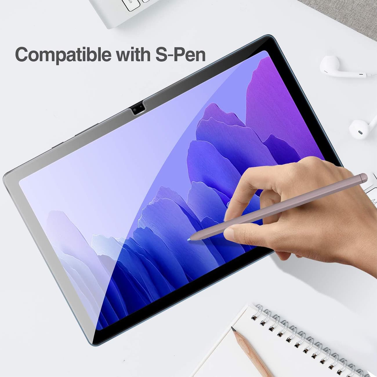 گلس شیشه‌ای شفاف تبلت سامسونگ گلکسی Tab A7 10.4" 2020 — تصویر ۵